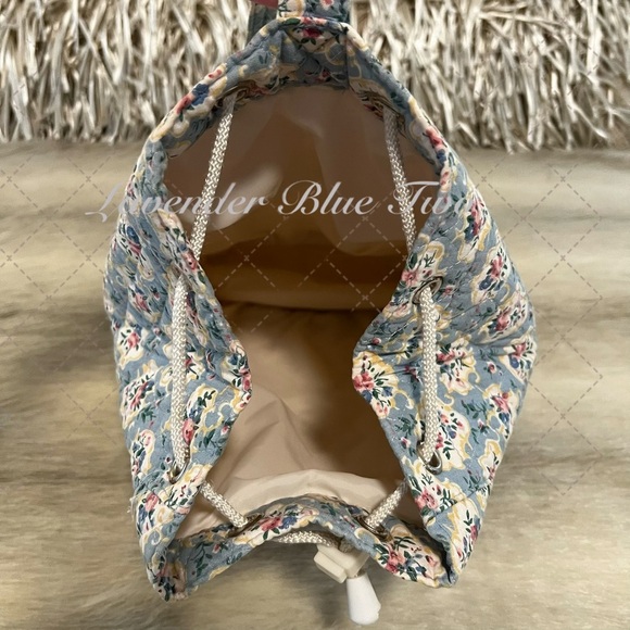 Vintage VERA BRADLEY Pastel Blue 1996 Backpack Sling USA Drawstring White Travel main image 11